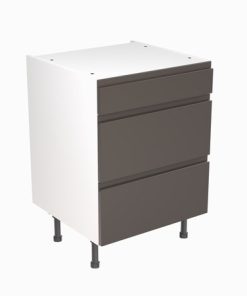 Kitchenkit J Pull Base Unit 3 Draw 600mm – Gloss Graphite