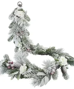 674106G 72″ Snowed Rose & Berry Garland