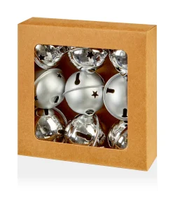 AC241271S Set of 9 4cm Silver Bells Boxed