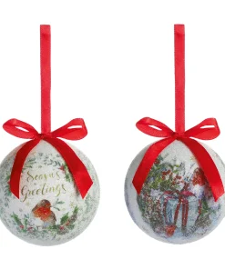 TD241104 75mm Robin Decoupage Bauble 2 Designs in 14 Piece Display Box