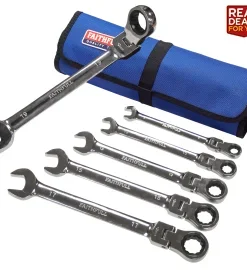 Faithfull Ratchet Combination Spanner Set in Tool Roll, 6 Piece